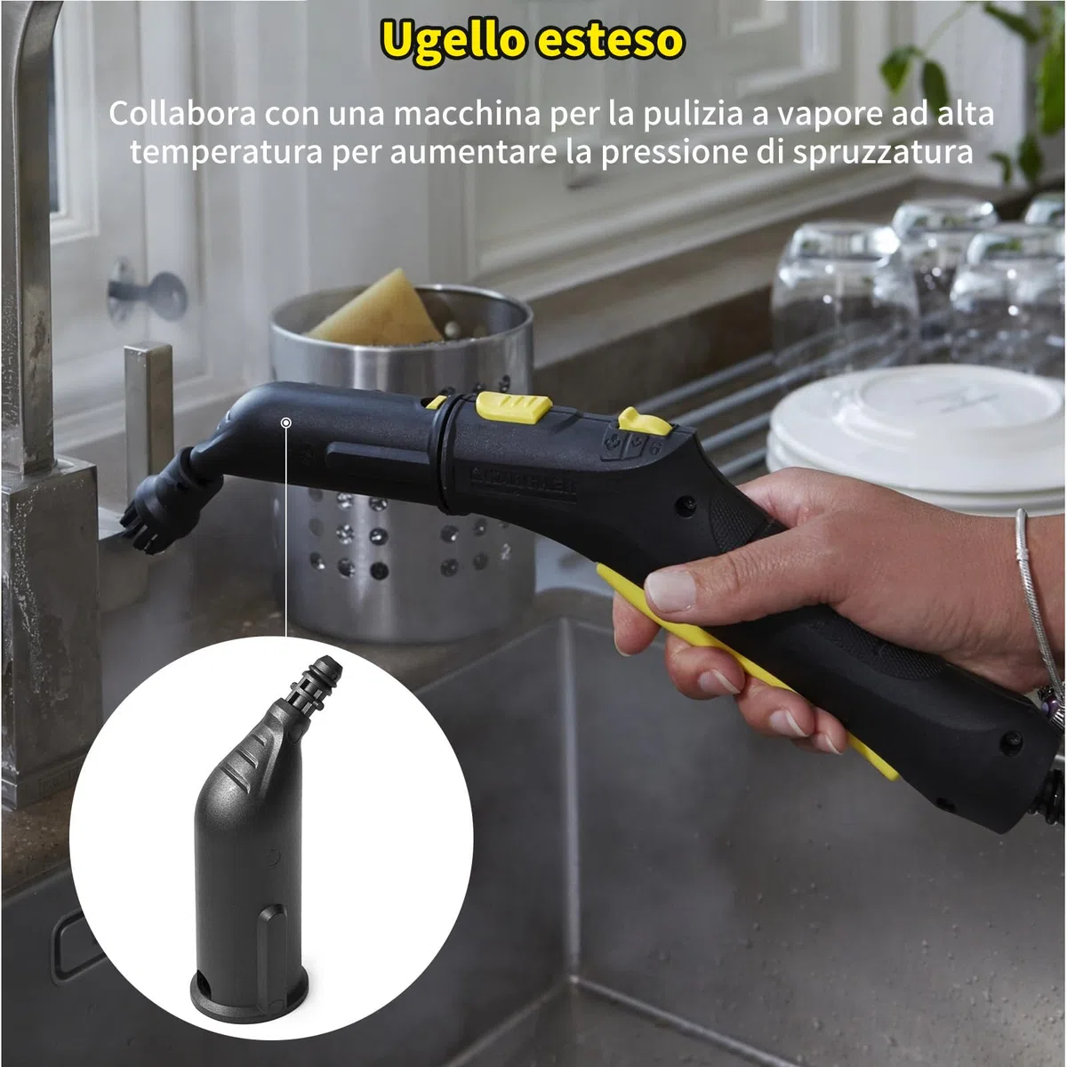 9 Pezzi Accessori per Pulitore a Vapore Compatibile con Karcher SC1 SC2 SC3 SC4 SC5, Spazzola di Pulizia, Ugello, Raschietto Per Finestre, Panno per la Pulizia