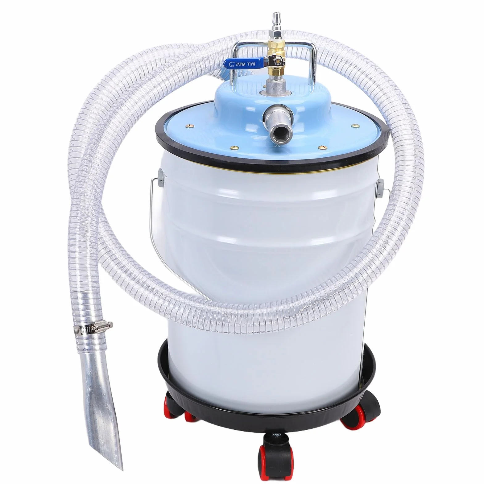 Aspirapolvere Pneumatico, Aspiracenere in Acciaio Inossidabile da 20 Litri, Aspiraliquidi con Galleggiante Automatico a Basso Rumore, Senza Elettricità, per Stufe a Pellet per Officine