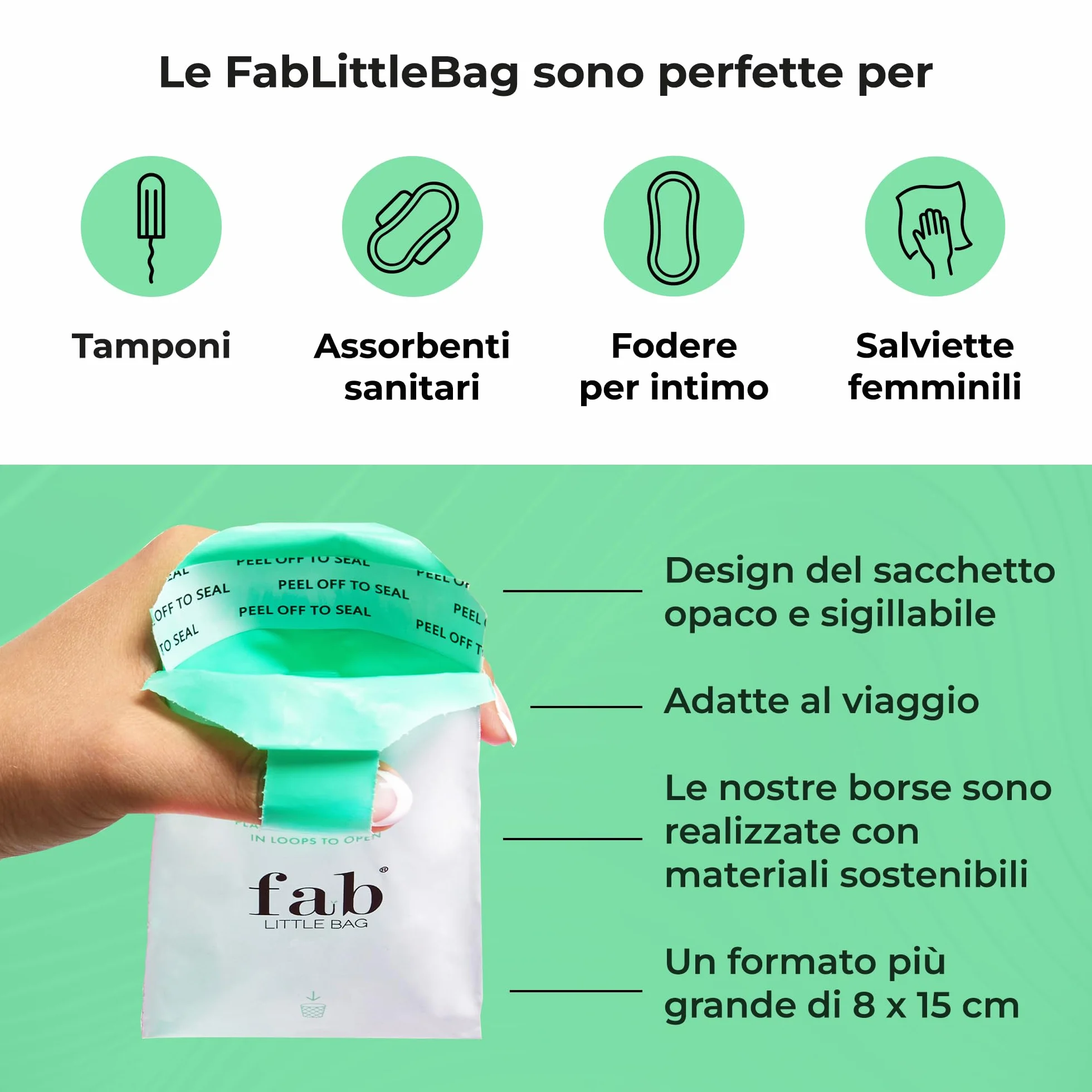 Fab Little Bag Unità dispenser per sacchetti igienici + confezione di ricarica da 100 sacchetti - Per uffici, hotel, bagni pubblici, palestre (1 x dispenser, 100 x sacchetti di ricarica)
