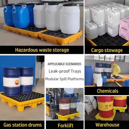 Heavy Du - Pallet di contenimento per fusti di olio, piattaforma a prova di perdite, per prevenire le fuoriuscite, dimensioni: 127 x 67 x 17 cm, grado industriale, resina chimica