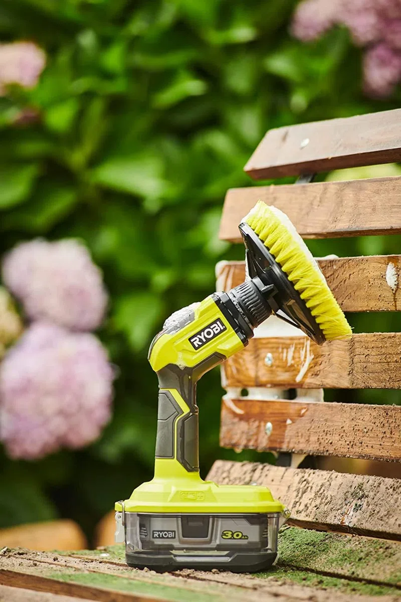 Ryobi Spazzola Rotante a Batteria 18V ONE+, Diametro 15 cm, Rotazione 210 rpm, IPX7, per Pulizia Terrazzi, Auto, Mobili da Giardino, Senza Batteria, R18CPS-0
