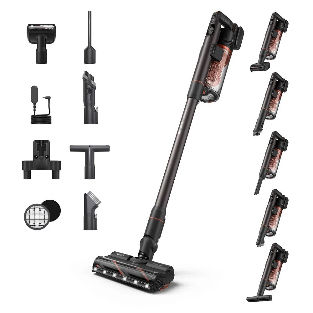 Aspirapolvere senza fili Philips Serie 7000 Pet: 80 min autonomia, elevata potenza aspirazione, rileva tipo pavimento, anti-groviglio capelli, LED, contenitore facile da svuotare ( XC7065/01)