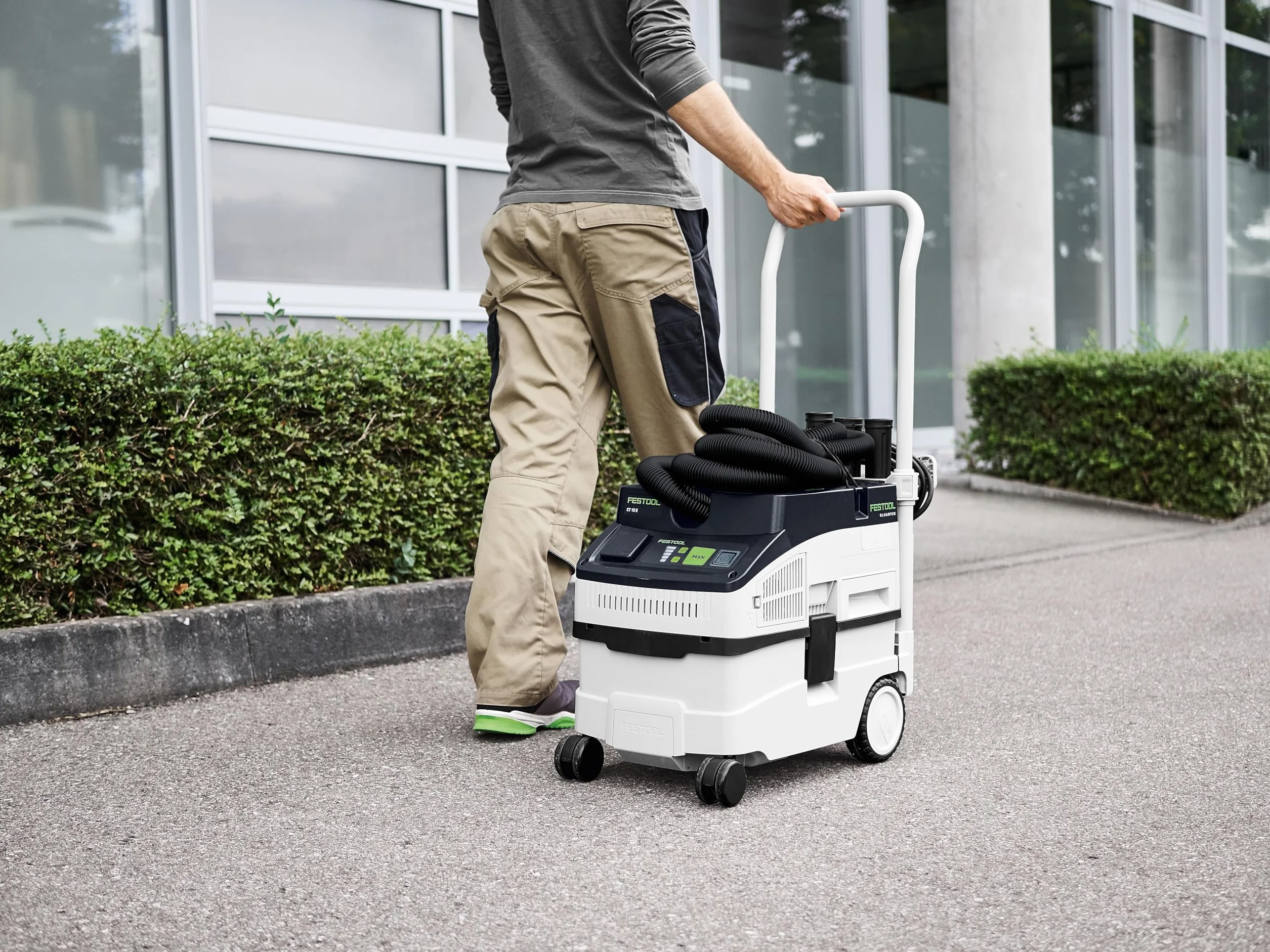 Festool Cleantec CT 15 E - Aspirapolvere a umido e secco, contenitore da 15 l, compatto e mobile, con accessori, funzione antistatica, ideale per officina, cantiere e auto