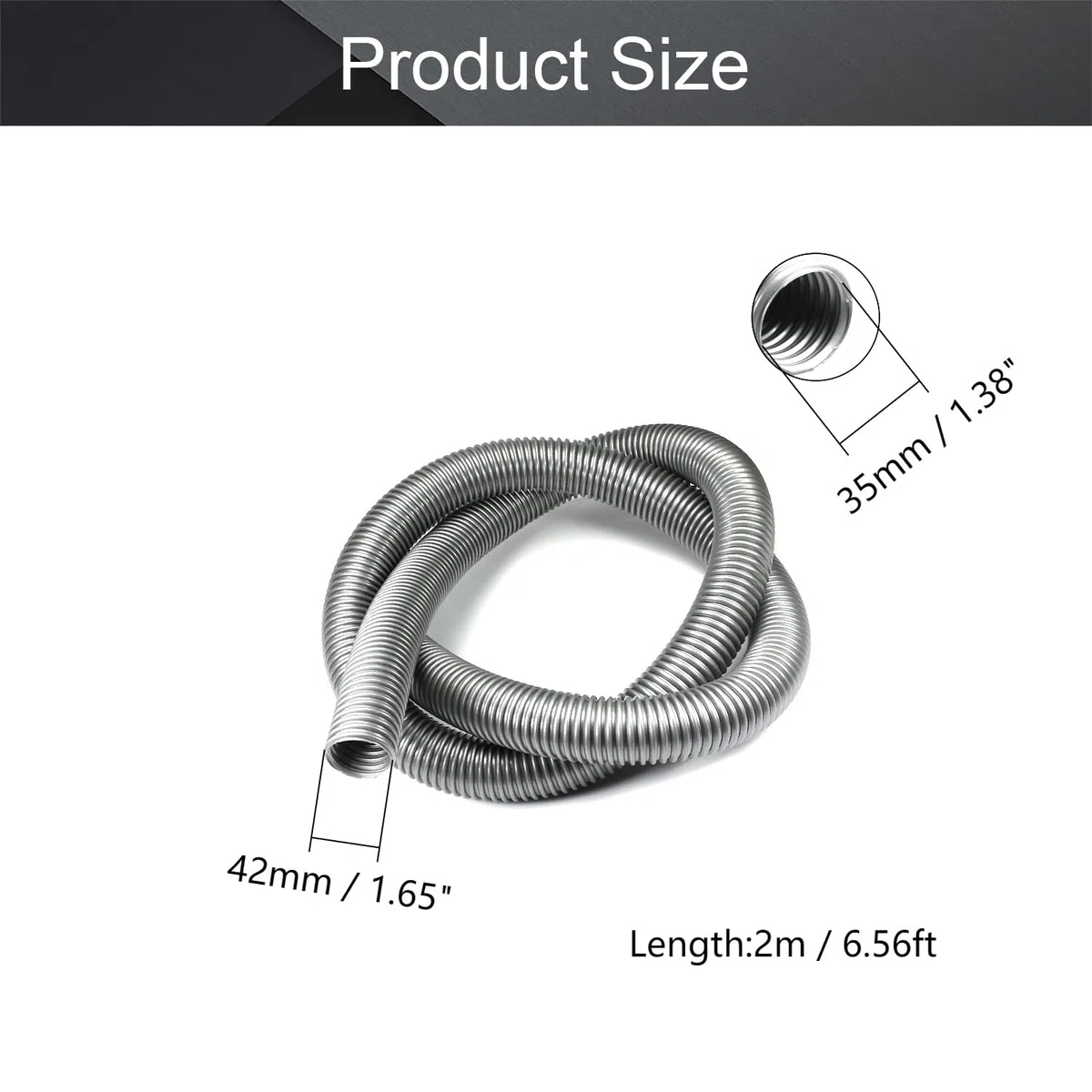 Othmro 1 tubo flessibile filettato resistente, 35 mm x 42 mm x 2000 mm, tubo flessibile in EVA, tubo centrale per aspirapolvere, accessorio per aspirapolvere industriale, grigio