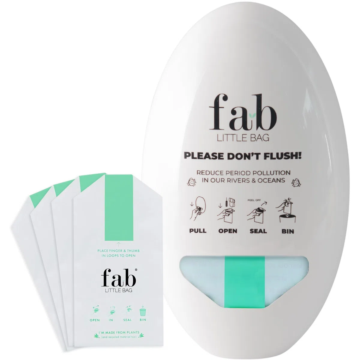 Fab Little Bag Unità dispenser per sacchetti igienici + confezione di ricarica da 100 sacchetti - Per uffici, hotel, bagni pubblici, palestre (1 x dispenser, 100 x sacchetti di ricarica)