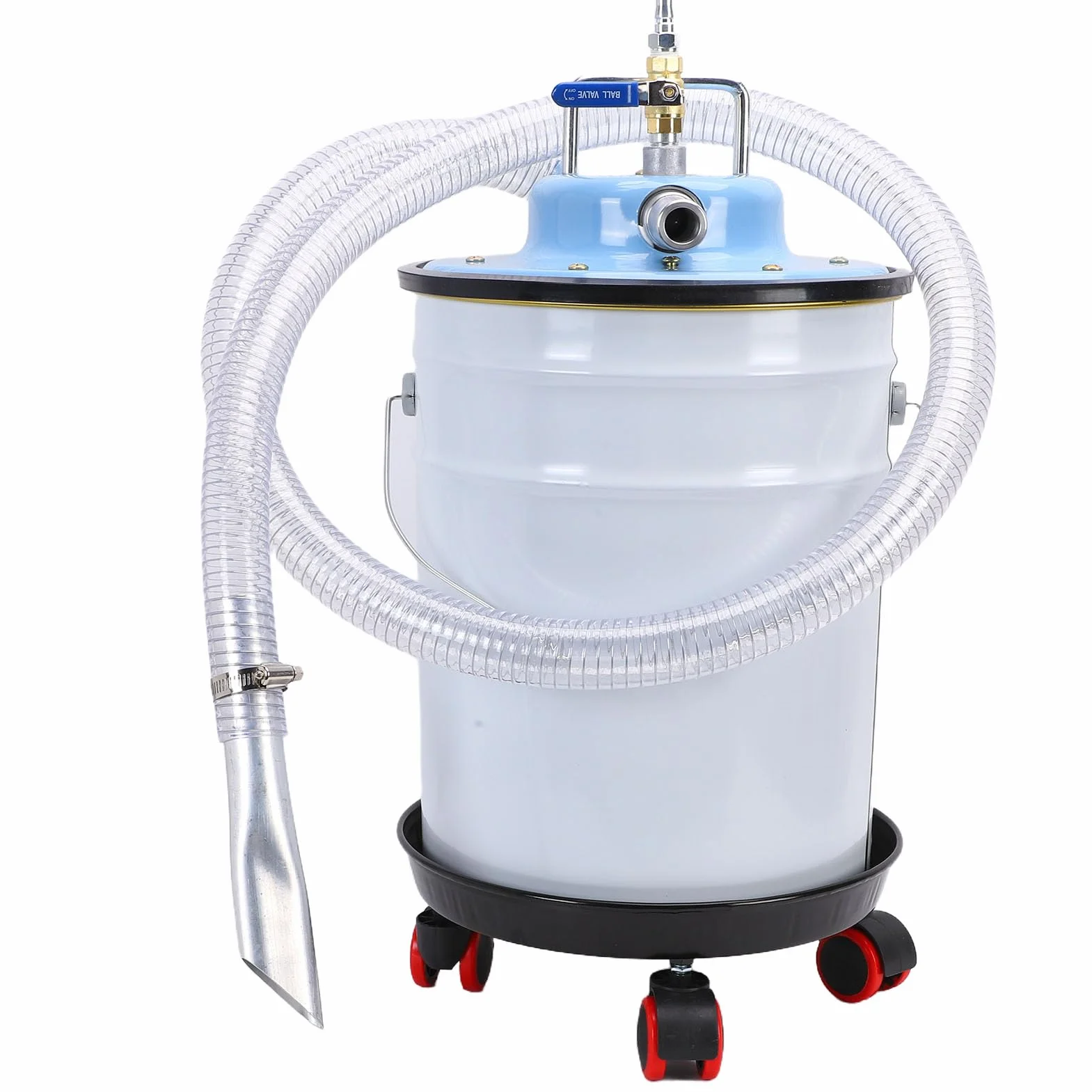 Aspirapolvere Pneumatico, Aspiracenere in Acciaio Inossidabile da 20 Litri, Aspiraliquidi con Galleggiante Automatico a Basso Rumore, Senza Elettricità, per Stufe a Pellet per Officine