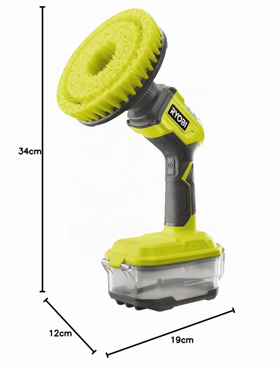 Ryobi Spazzola Rotante a Batteria 18V ONE+, Diametro 15 cm, Rotazione 210 rpm, IPX7, per Pulizia Terrazzi, Auto, Mobili da Giardino, Senza Batteria, R18CPS-0