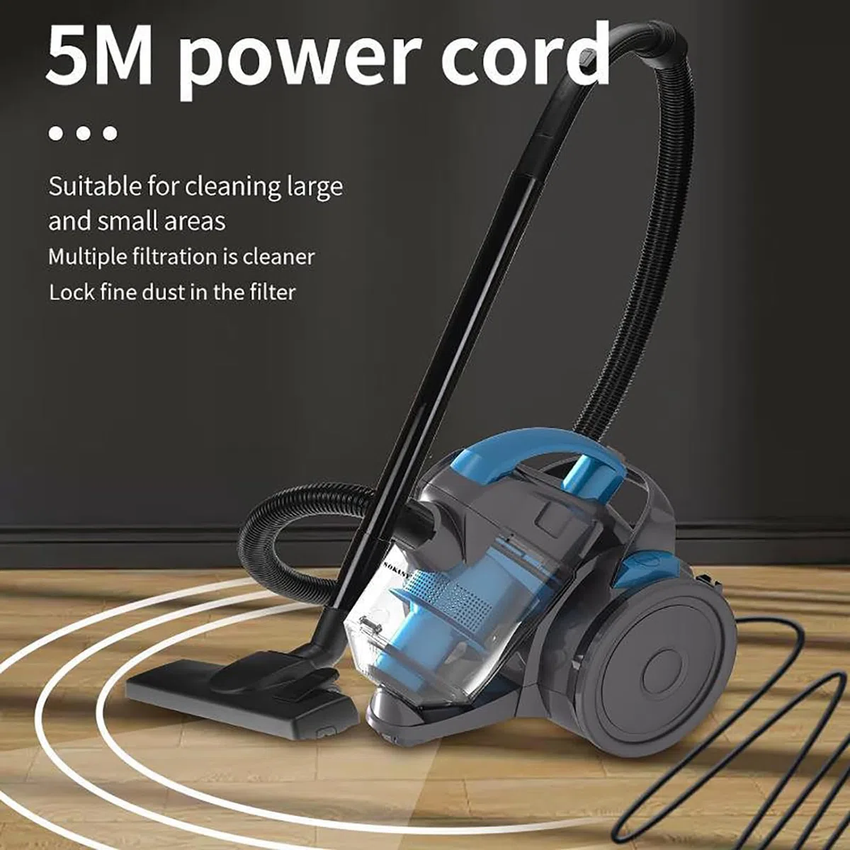 Potente aspirapolvere cilindrico senza sacchetto, aspirapolvere cablato 2000 W, capacità di 1,8 litri, aspirapolvere per la manutenzione del pavimento, basso rumore, pulizia multi-superficie