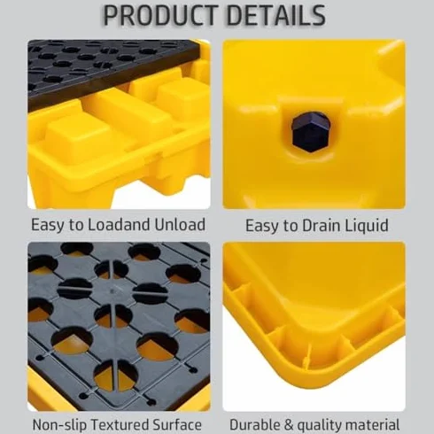 Heavy Du - Pallet di contenimento per fusti di olio, piattaforma a prova di perdite, per prevenire le fuoriuscite, dimensioni: 127 x 67 x 17 cm, grado industriale, resina chimica