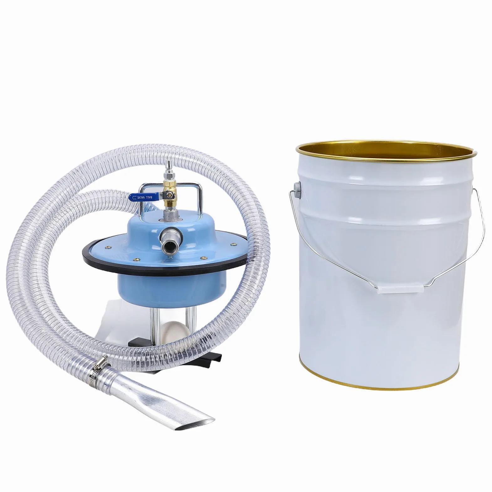 Aspirapolvere Pneumatico da 20 Litri Aspirazione Potente a Umido e a Secco per Uso Industriale Design in Acciaio Inossidabile con Ruote e 12 Accessori