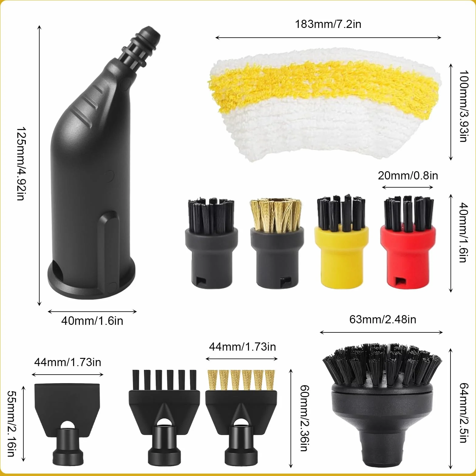 16 Pezzi Pièces Accessori Per Pulitore a Vapore Per Karcher Sc1 Sc2 Sc3 Sc4 Sc5, bocchetta estesa, spazzola per fessure, spazzola rotonda, raschietto, guarnizione, panni in microfibra