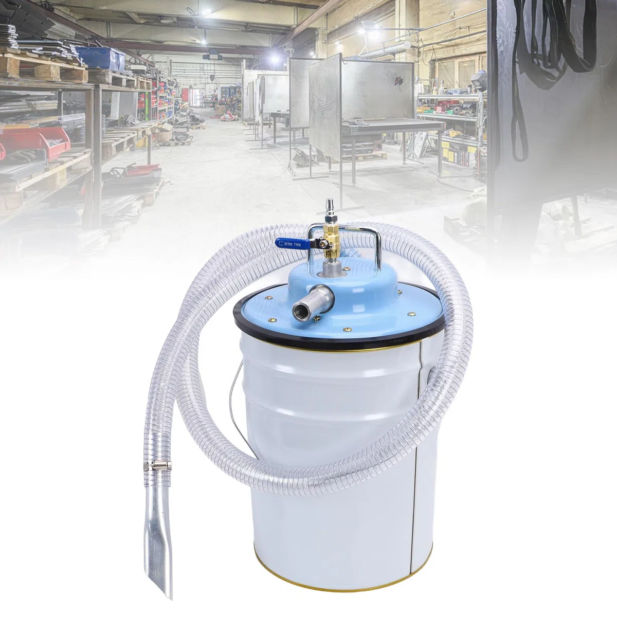 Aspirapolvere Industriale Pneumatico da 20 Litri, 360 L/min Aspirapolvere Umido e Secco Azionato Ad Aria Compressa con Serbatoio in Acciaio Inossidabile per Polvere, Olio, Acqua, Ferro,