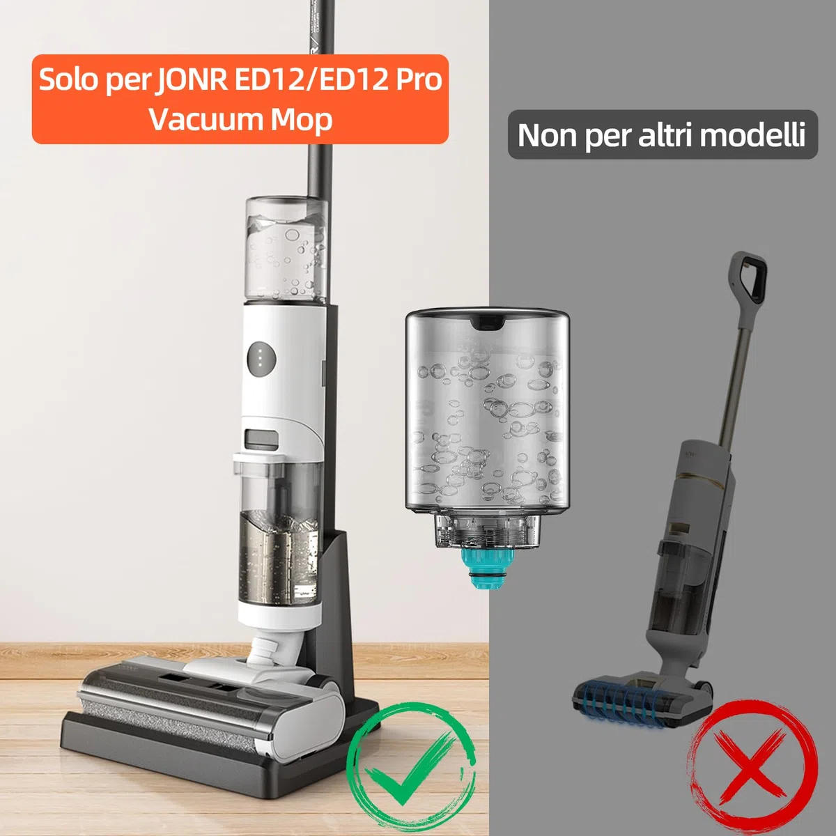 JONR Serbatoio acqua pulita di ricambio per aspirapolvere secco e umido JONR ED12 e mop, 850 ml