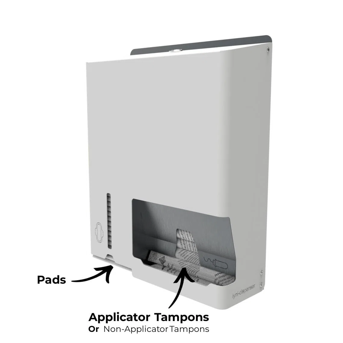 Distributore di protezioni igieniche da parete - 2 colonne - per asciugamani igienici e tamponi - acciaio inossidabile - per scuole, luoghi pubblici - Iyni (1, bianco antracite)