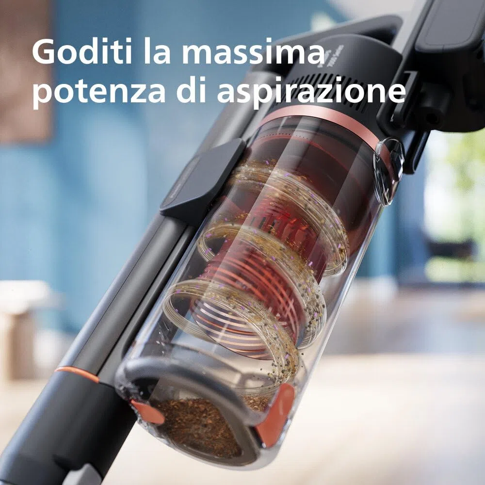 Aspirapolvere senza fili Philips Serie 7000 Pet: 80 min autonomia, elevata potenza aspirazione, rileva tipo pavimento, anti-groviglio capelli, LED, contenitore facile da svuotare ( XC7065/01)