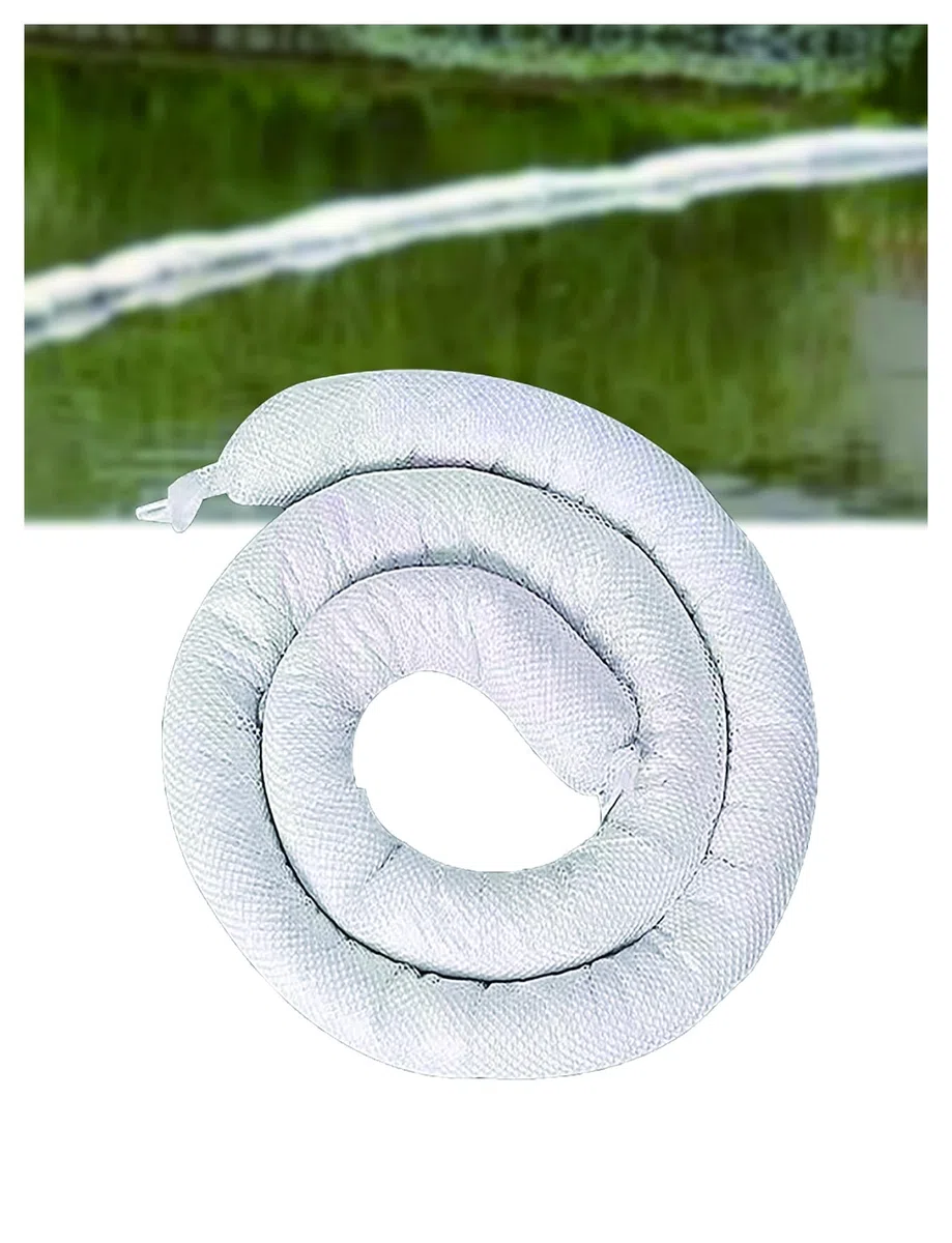 Boom assorbenti della fuoriuscita dell'olio Calzini di Polipropilene Resistenti riutilizzabili per Il Garage e Il Laboratorio di Alta capacità del Disegno Galleggiante del Idrorepellente 12.7x1000cm