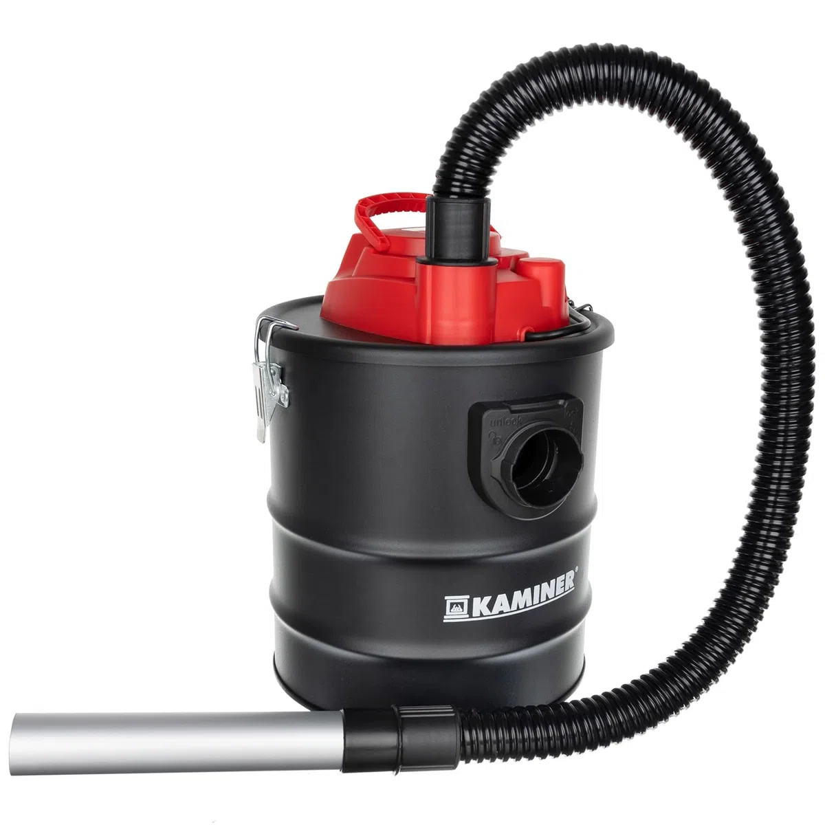 KAMINER Aspiratore cenere 15 l, 1200 W, 20 kPa, HEPA + filtro tessile, funzione soffiaggio, tubo di aspirazione in metallo, 2 ugelli in alluminio, clip metalliche, forno, barbecue, officina, senza
