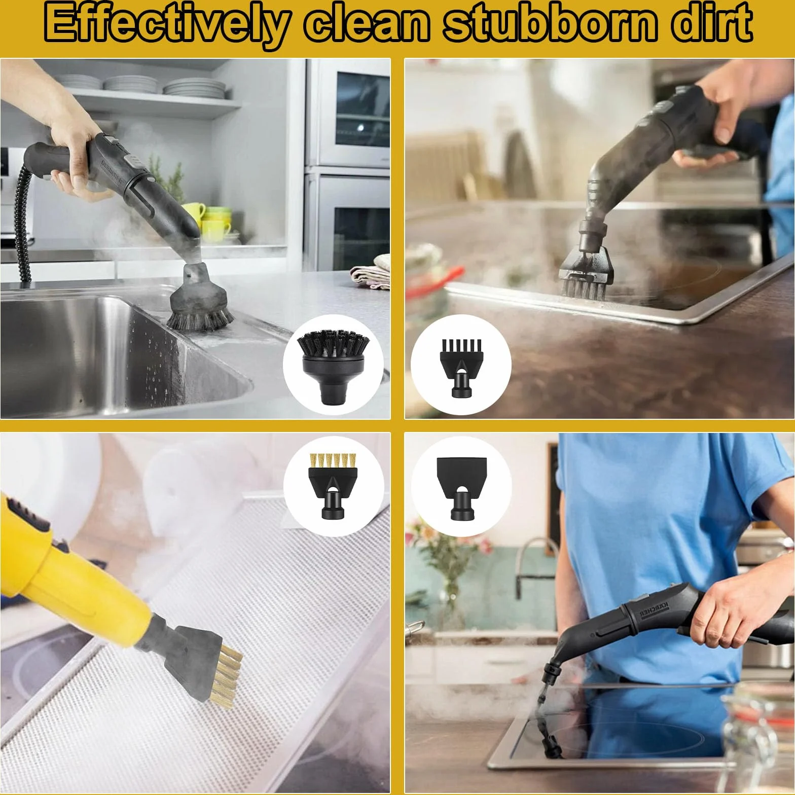16 Pezzi Pièces Accessori Per Pulitore a Vapore Per Karcher Sc1 Sc2 Sc3 Sc4 Sc5, bocchetta estesa, spazzola per fessure, spazzola rotonda, raschietto, guarnizione, panni in microfibra
