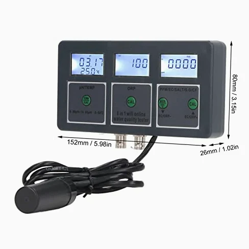 Fockety Tester di qualità dell'Acqua, 8 in 1 S.G PH EC Salt ORP TDS CF Temp Meter WiFi Online Digital Water Tester, Mobile App Monitoring 0,01 risoluzione PH Meter per Gli acquari Spas