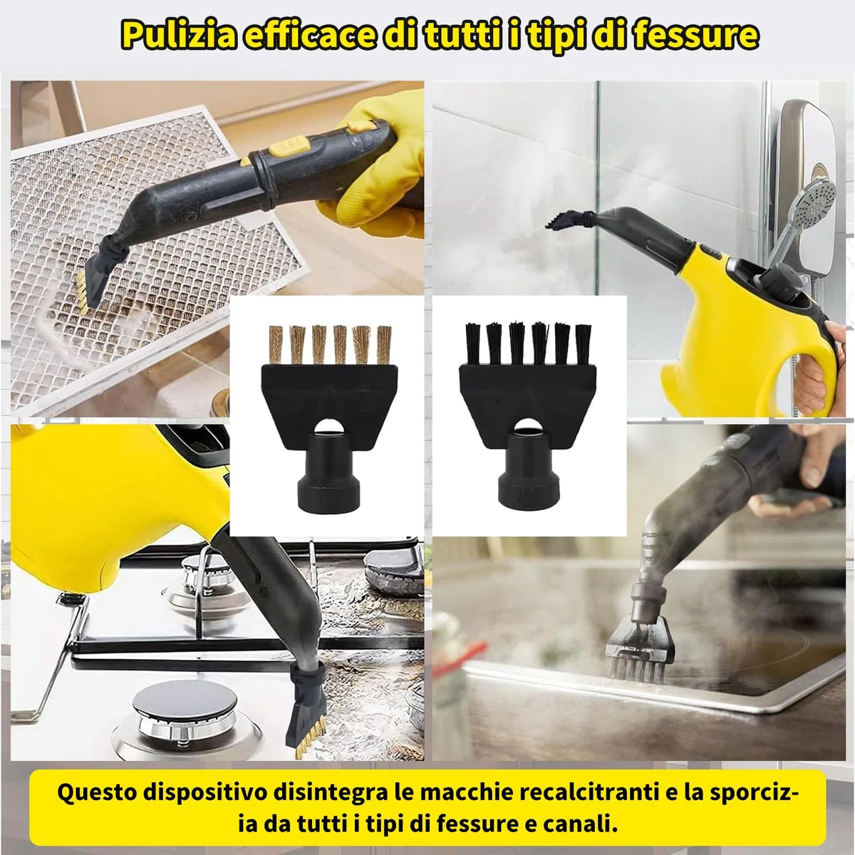9 Pezzi Accessori per Pulitore a Vapore Compatibile con Karcher SC1 SC2 SC3 SC4 SC5, Spazzola di Pulizia, Ugello, Raschietto Per Finestre, Panno per la Pulizia