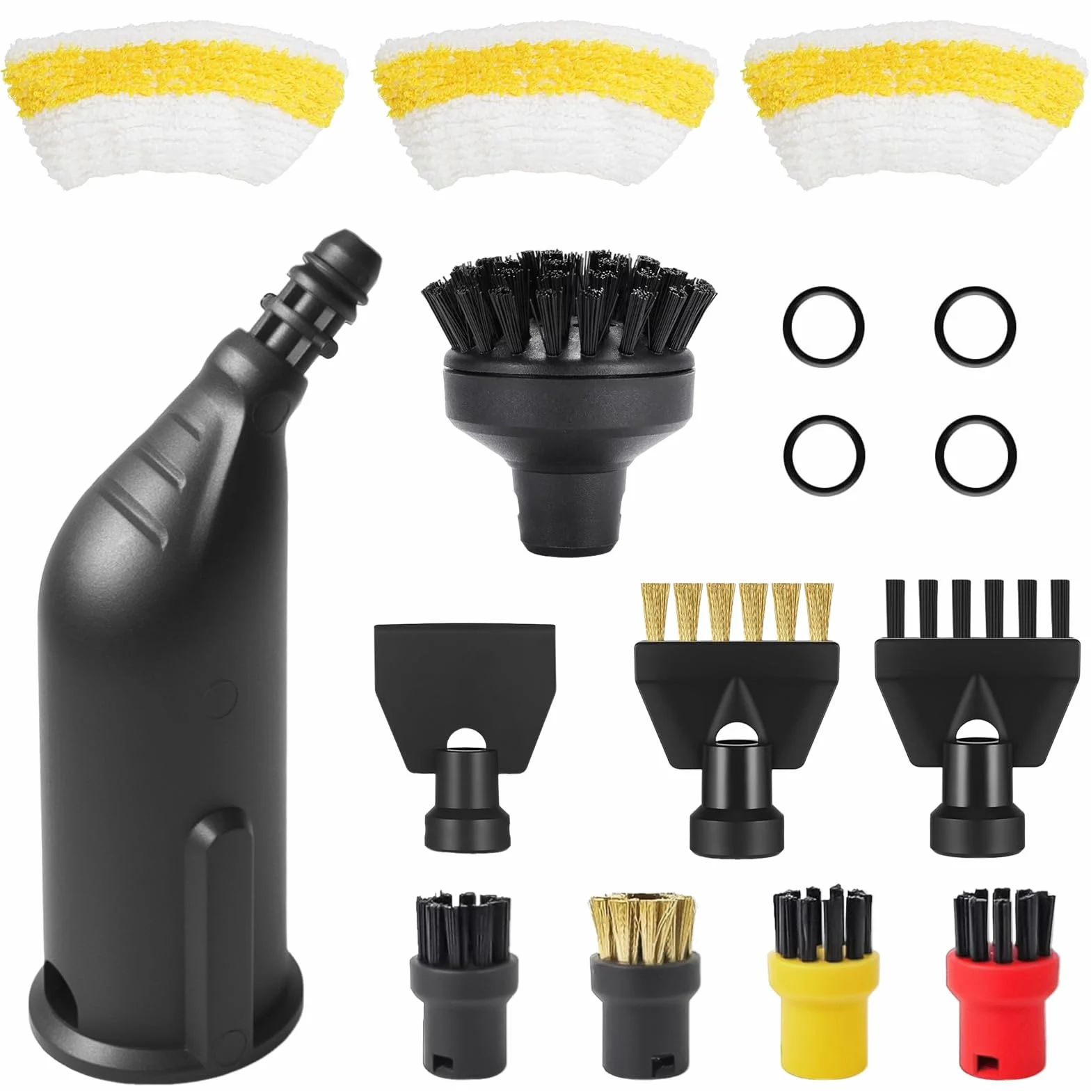 16 Pezzi Pièces Accessori Per Pulitore a Vapore Per Karcher Sc1 Sc2 Sc3 Sc4 Sc5, bocchetta estesa, spazzola per fessure, spazzola rotonda, raschietto, guarnizione, panni in microfibra