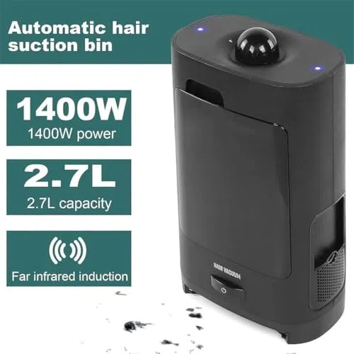 Aspirapolvere senza contatto con filtro HEPA, sensore a infrarossi con avvio automatico da 1400 W, senza sacchetto, per parrucchieri e peli di animali domestici, uso commerciale silenzioso, facile da