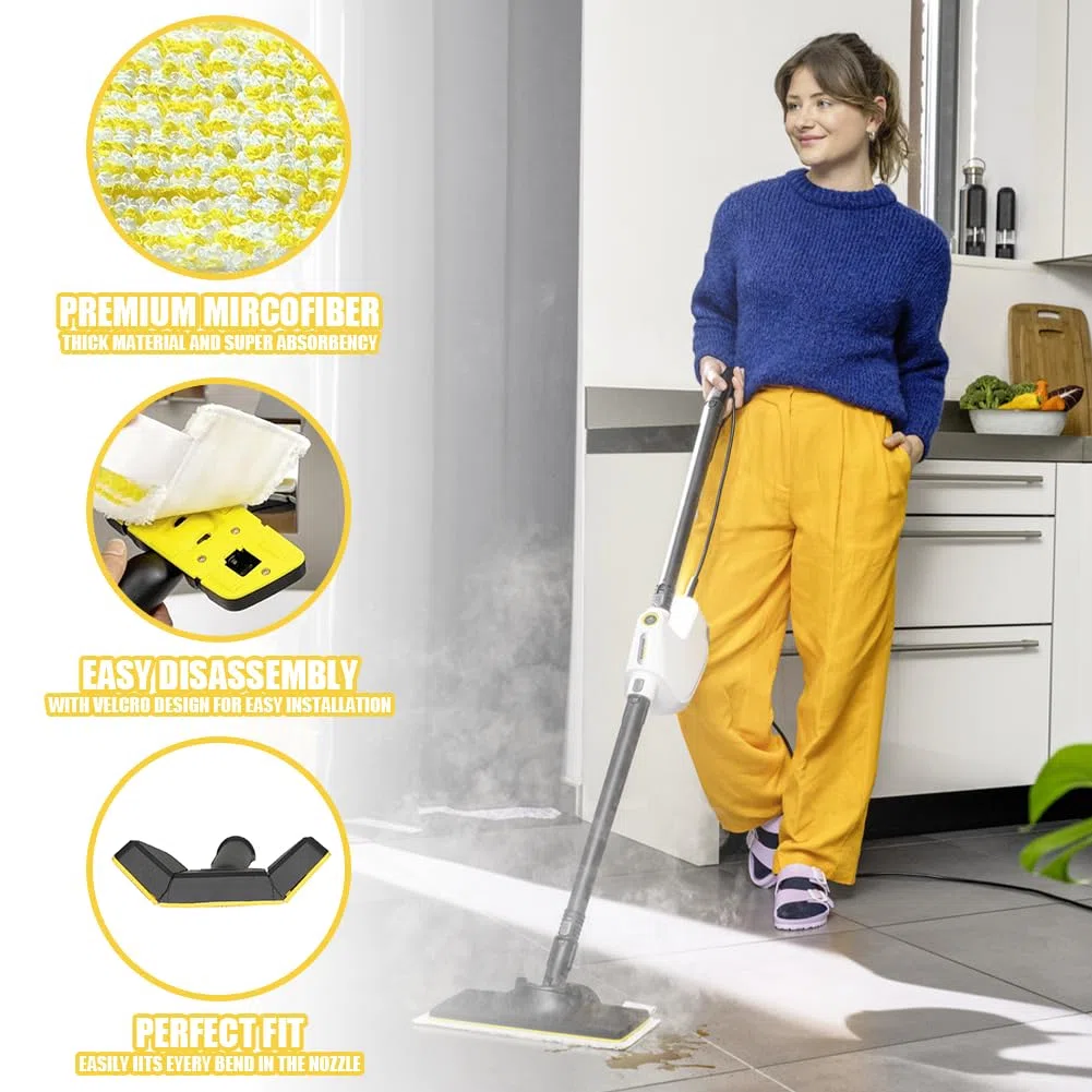 Pulitore a vapore in microfibra, set di accessori compatibili con ugello flessibile Kärcher a mano, altamente assorbente, accessorio di ricambio per vasca da bagno, lavandino