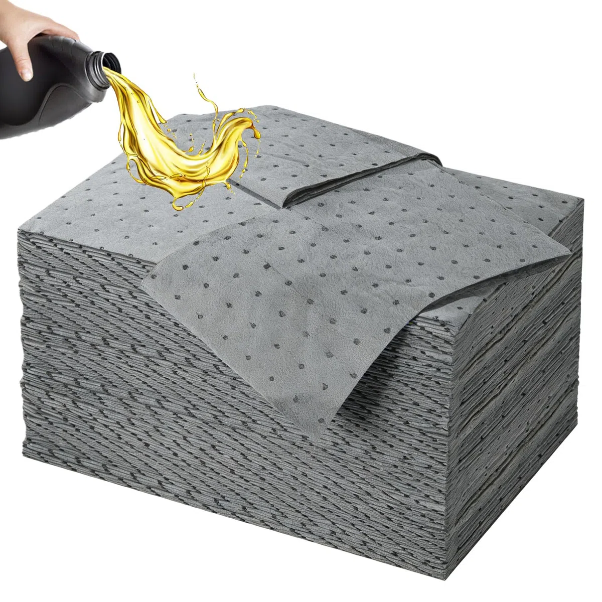50 panni per olio universali, 25 x 33 cm, tappetini assorbenti olio, tappetino per officina, per garage, cantina, cucina, casa (grigio)