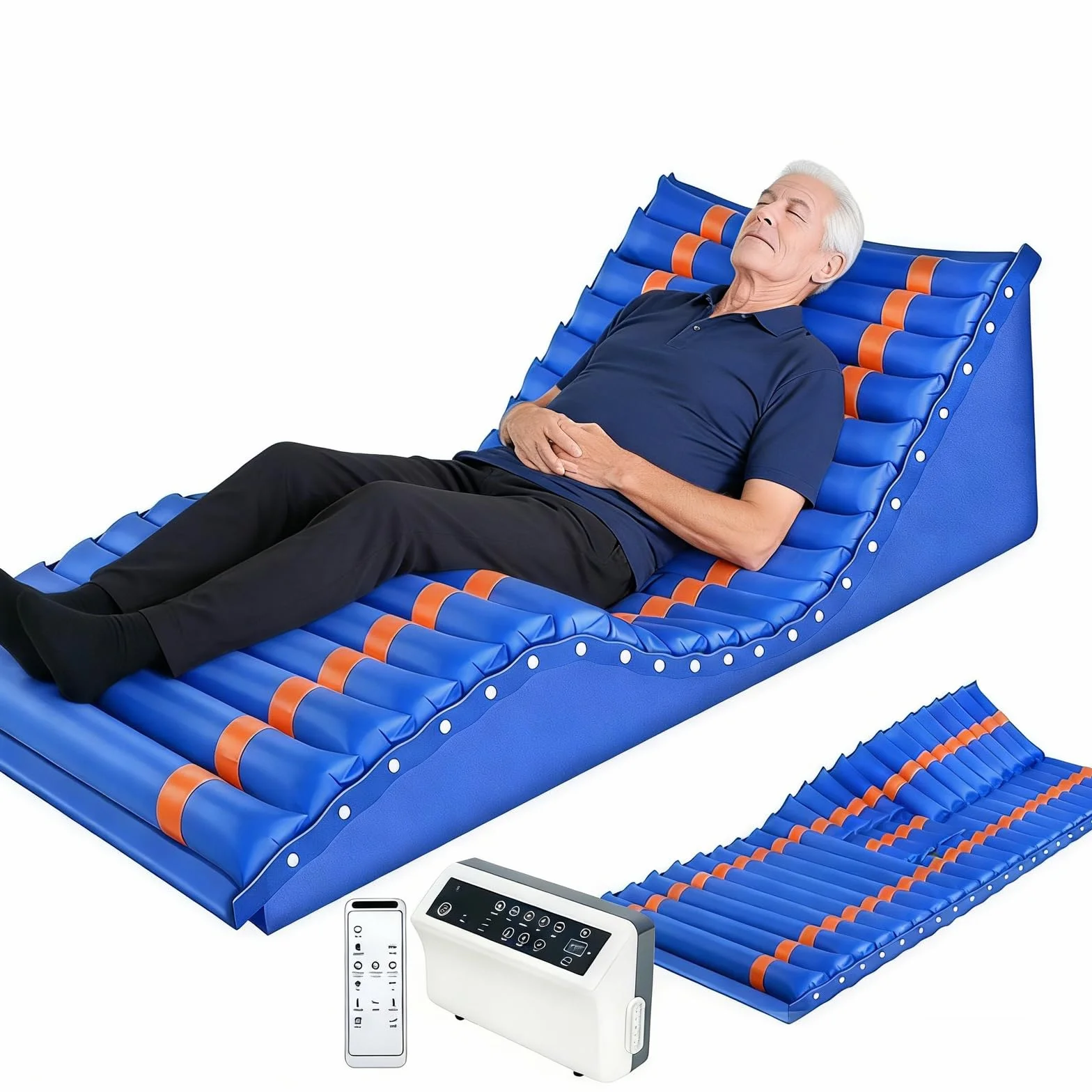 Materasso a pressione alternata per la cura antidecubito, cuscino gonfiabile con pompa silenziosa, caratteristiche di sollevamento schiena e gambe, ideale per anziani e pazienti costretti a letto