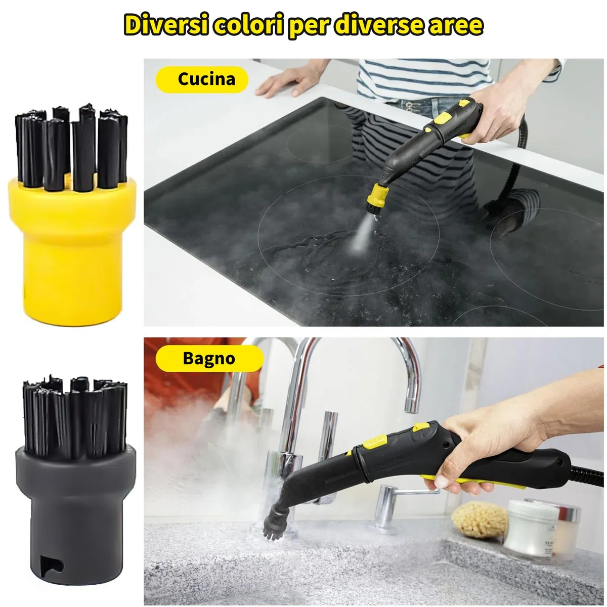 9 Pezzi Accessori per Pulitore a Vapore Compatibile con Karcher SC1 SC2 SC3 SC4 SC5, Spazzola di Pulizia, Ugello, Raschietto Per Finestre, Panno per la Pulizia
