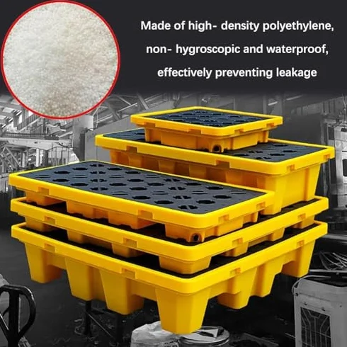 Heavy Du - Pallet di contenimento per fusti di olio, piattaforma a prova di perdite, per prevenire le fuoriuscite, dimensioni: 127 x 67 x 17 cm, grado industriale, resina chimica