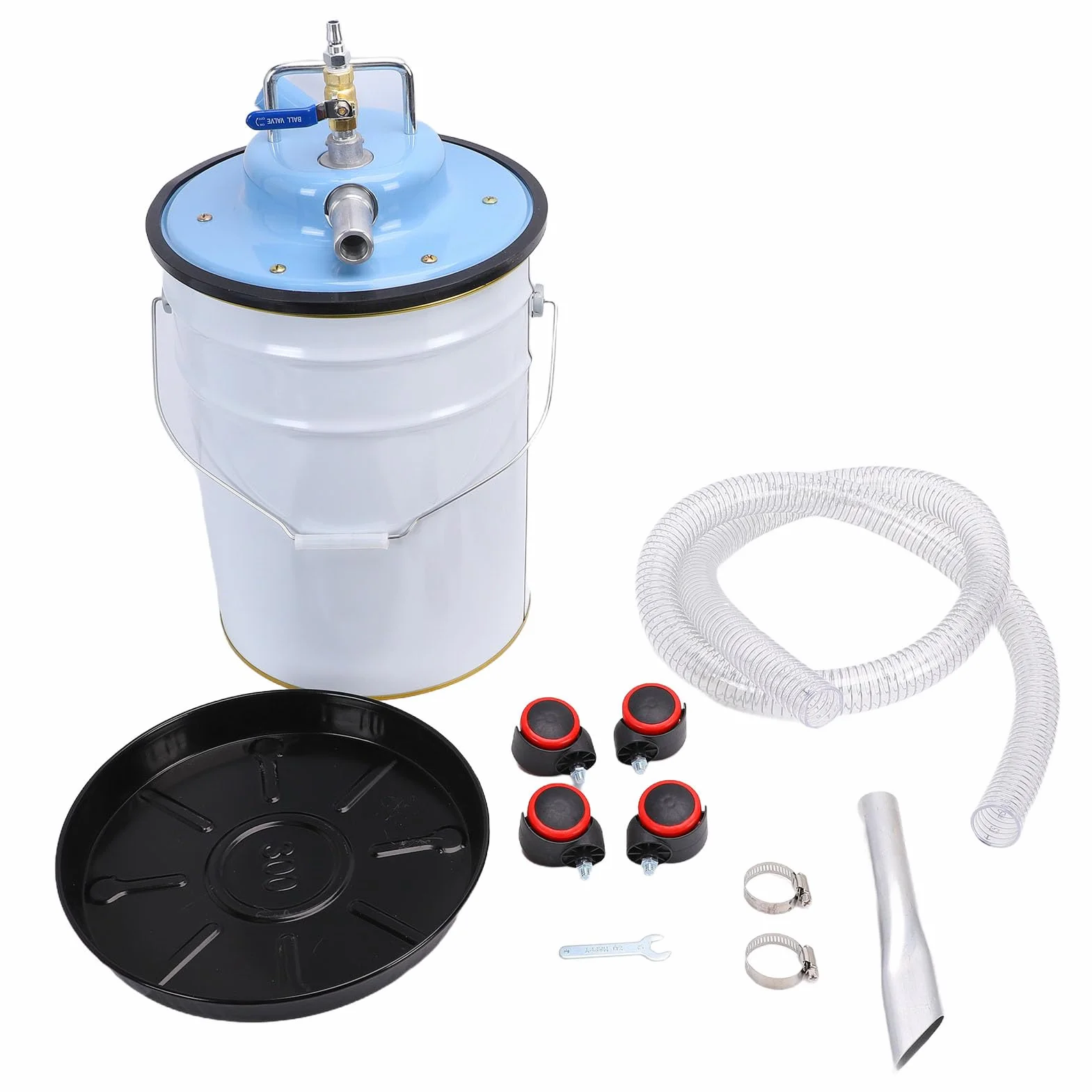 Aspirapolvere Pneumatico, Aspiracenere in Acciaio Inossidabile da 20 Litri, Aspiraliquidi con Galleggiante Automatico a Basso Rumore, Senza Elettricità, per Stufe a Pellet per Officine