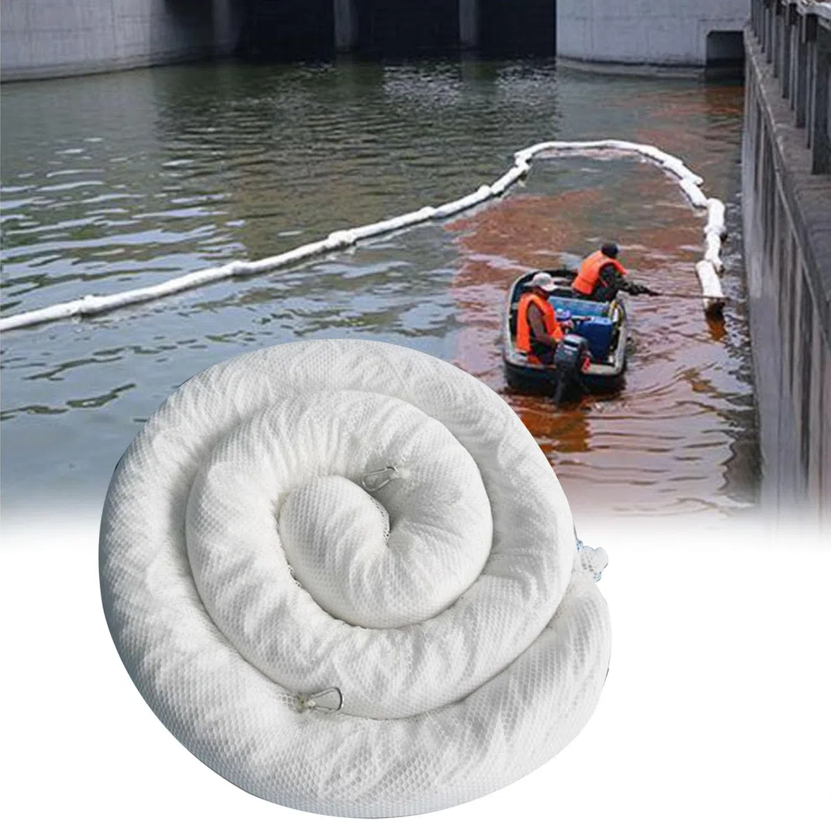 Boom assorbenti dell'olio per Il Controllo della fuoriuscita 9.8ft 19.7ft 32.8ft Calze di Polipropilene a Galleggiante per la Soluzione di contenimento Efficace per l'uso Marino dei moli