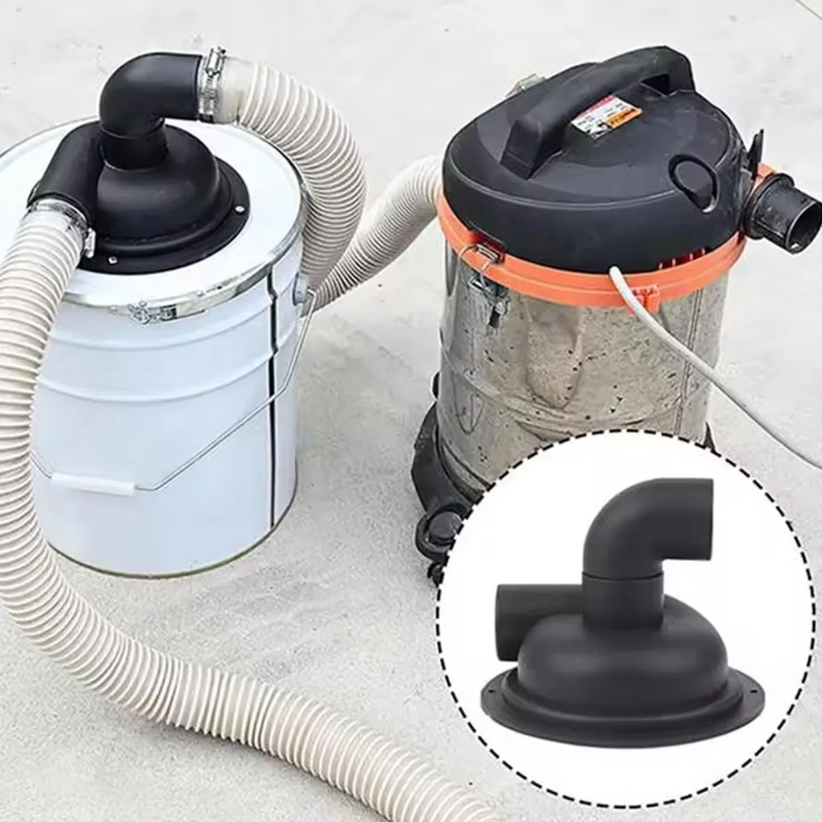 Coperchio di ciclone della polvere con gomito, coperchio del separatore nero 197mm, tappo del separatore ciclone PP pre-perforato per il sistema a vuoto, accessori per collezionisti di polvere