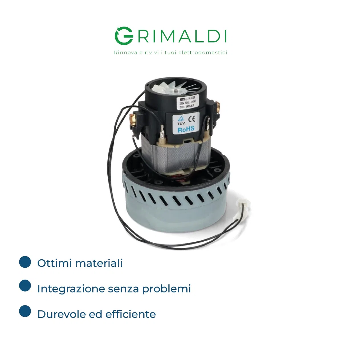 G GRIMALDI Motore Aspiraliquidi Bistadio 1200W Compatibile Universale Ø143 mm, Altezza 176 mm, Ricambio per Aspirapolvere Industriali e Aspira Liquidi, 230V 50Hz